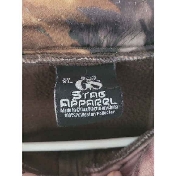 Stag 1/4 Zip Pullover Brown With Camouflage Men's Size XL - Picture 3 of 4